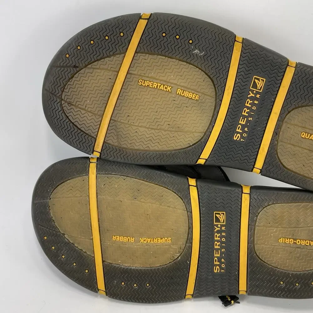 Sperry Top-Sider Santa Cruz Grey Leather Flip Flops Thong Sandals Mens Size 10